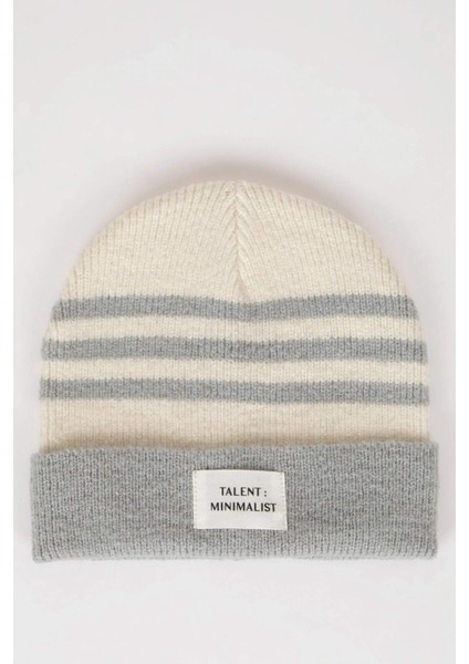 Kadın Dokuma Etiketli Çizgili Bere A5636AX24WN