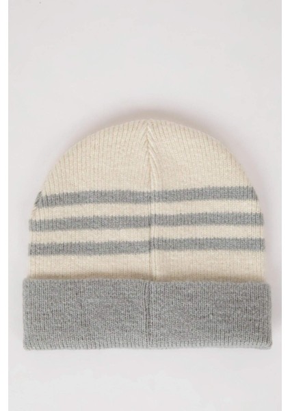 Kadın Dokuma Etiketli Çizgili Bere A5636AX24WN