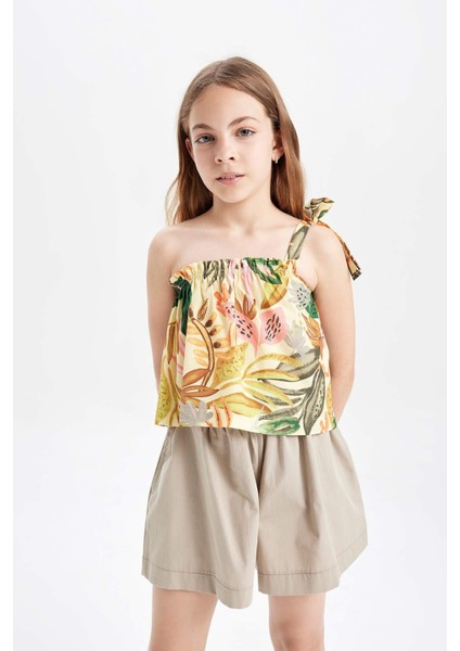 Kız Çocuk Desenli Tek Omuzlu Bluz C5222A824SM