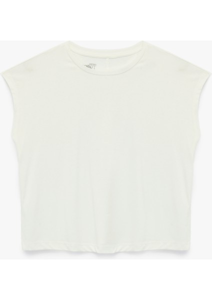 Rahat Kalıp Modal Kumaş Bisiklet Yaka Spor Sıfır Kol Tişört