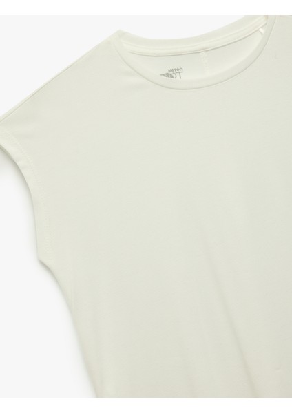 Rahat Kalıp Modal Kumaş Bisiklet Yaka Spor Sıfır Kol Tişört modelleri