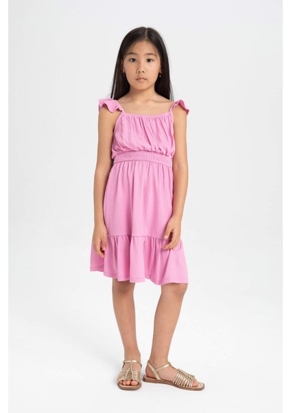 Kız Çocuk Askılı Bürümcük Yazlık Elbise D1292A824SM