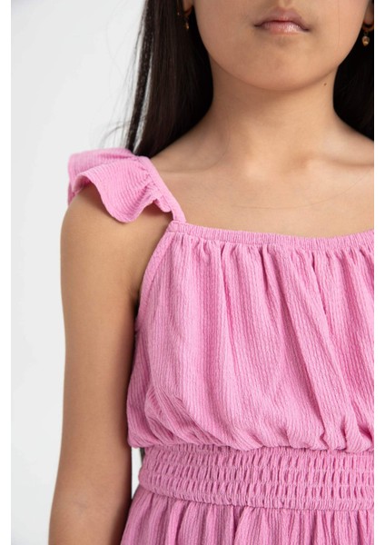 Kız Çocuk Askılı Bürümcük Yazlık Elbise D1292A824SM