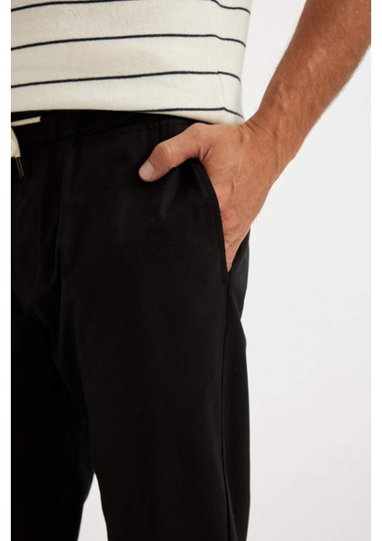%100 Pamuk Yazlık Jogger Pantolon Dar Paça Beli Bağcıklı Lastikli Cepli Z6475AZ24AU