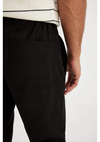 %100 Pamuk Yazlık Jogger Pantolon Dar Paça Beli Bağcıklı Lastikli Cepli Z6475AZ24AU
