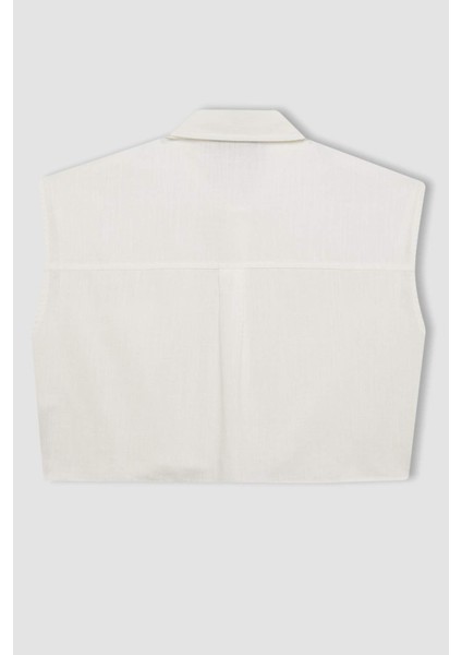 Oversize Geniş Kalıp Flamlı Pamuk Kolsuz Gömlek D0358AX24SM