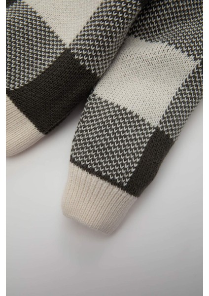 Erkek Bebek Kareli V Yaka Düğmeli Triko Hırka A3836A524AU