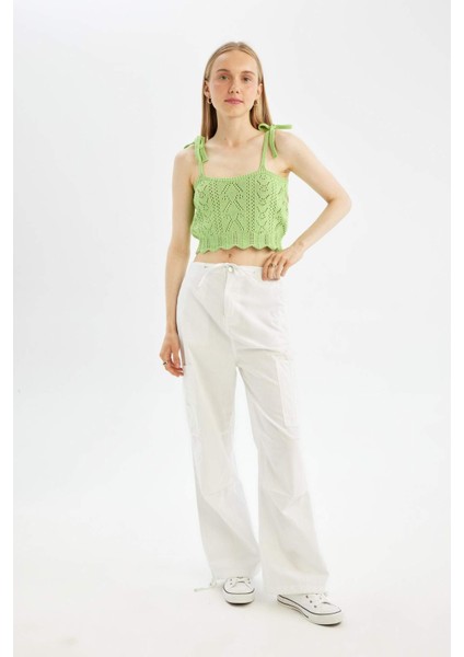 Coool Slim Fit Dar Kesim Kare Yaka Askılı Kroşe Triko Atlet D1401AX24SM