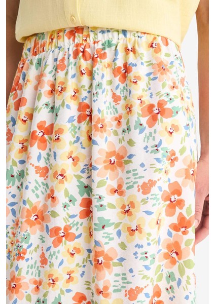 Çiçek Desenli A Kesim Midi Etek A5957AX24HS