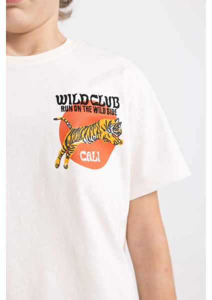 Erkek Çocuk Bisiklet Yaka Nakışlı Kısa Kollu Tişört D0402A824SM