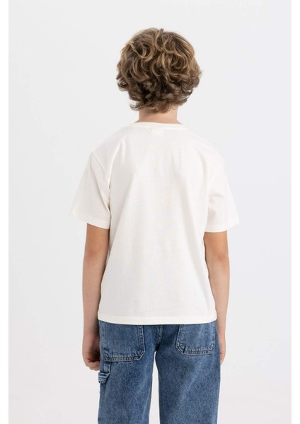 Erkek Çocuk Bisiklet Yaka Nakışlı Kısa Kollu Tişört D0402A824SM