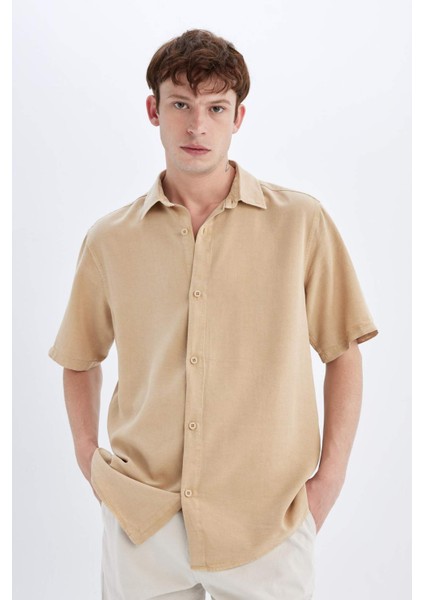 Regular Fit Yazlık Tensel Kısa Kollu Gömlek C4313AX24HS