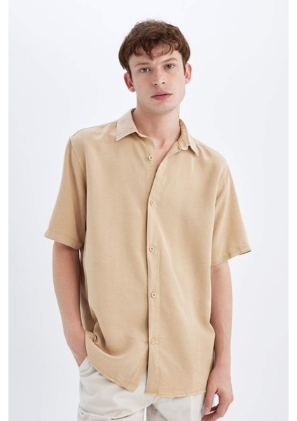 Regular Fit Yazlık Tensel Kısa Kollu Gömlek C4313AX24HS