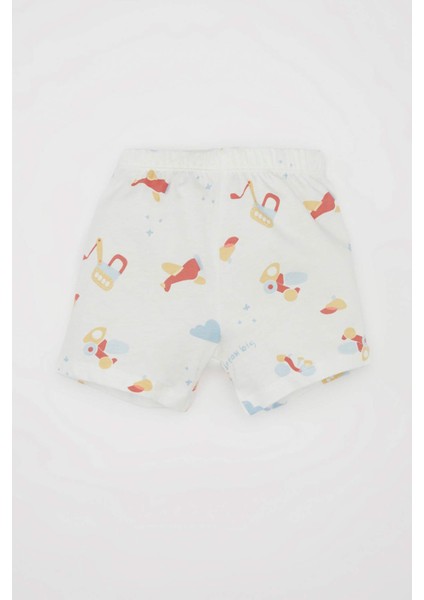 Erkek Bebek Pijama Takım Baskılı Penye Kısa Kollu Üst Beli Lastikli Şort