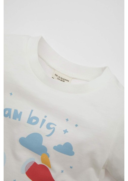 Erkek Bebek Pijama Takım Baskılı Penye Kısa Kollu Üst Beli Lastikli Şort