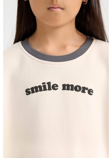 Kız Çocuk 2'li Takım Baskılı Sweatshirt Beli Lastikli Eşofman Altı D0727A824AU