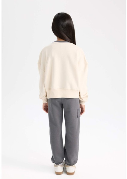 Kız Çocuk 2'li Takım Baskılı Sweatshirt Beli Lastikli Eşofman Altı D0727A824AU