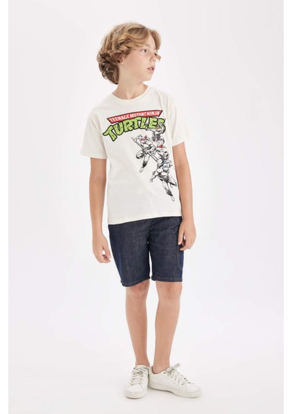 Erkek Çocuk Ninja Turtles-Retro Bisiklet Yaka Kısa Kollu Tişört D1368A824SM