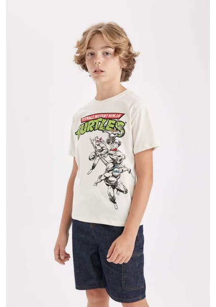 Erkek Çocuk Ninja Turtles-Retro Bisiklet Yaka Kısa Kollu Tişört D1368A824SM