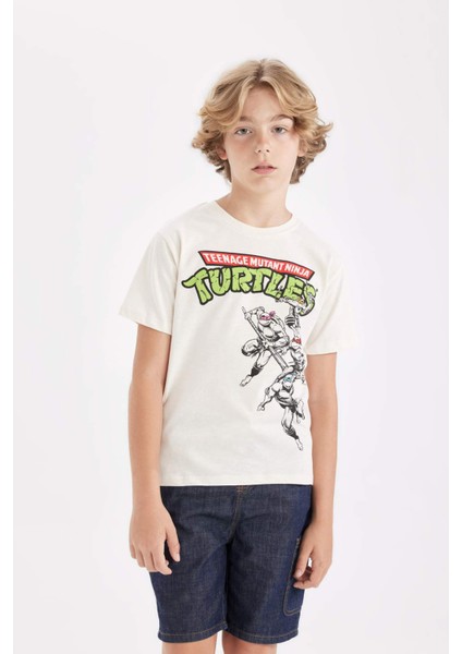 Erkek Çocuk Ninja Turtles-Retro Bisiklet Yaka Kısa Kollu Tişört D1368A824SM