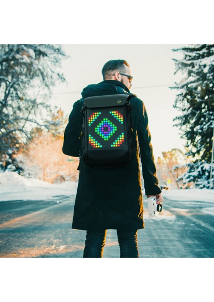 Pixoo Backpack M Siyah Ledli Sırt Çantası