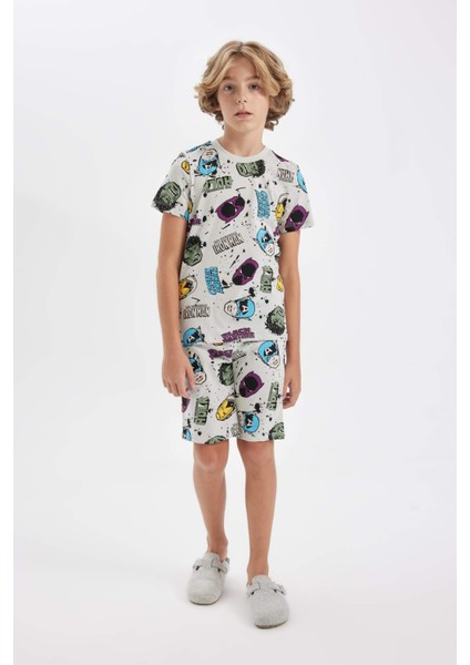 Erkek Çocuk Marvel Comics Pijama Takımı Kısa Kollu Üst Şort D1219A824SM