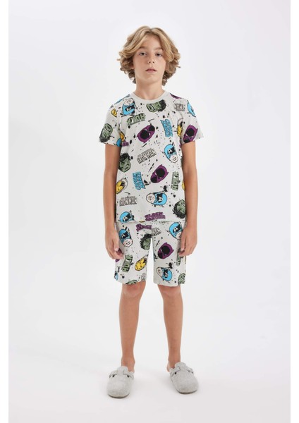 Erkek Çocuk Marvel Comics Pijama Takımı Kısa Kollu Üst Şort D1219A824SM