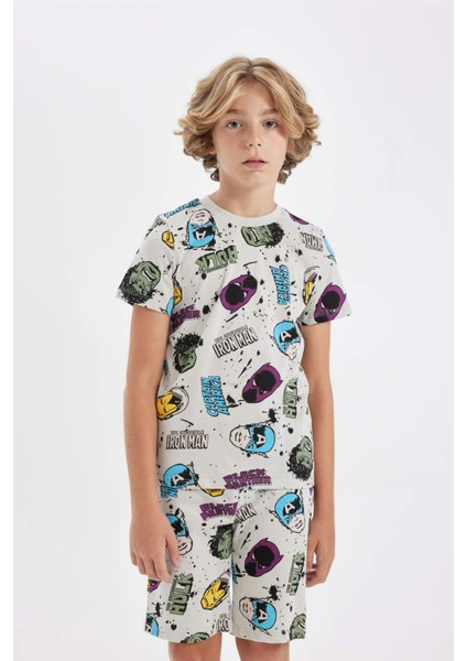 Erkek Çocuk Marvel Comics Pijama Takımı Kısa Kollu Üst Şort D1219A824SM