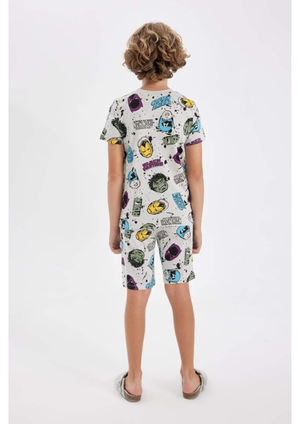 Erkek Çocuk Marvel Comics Pijama Takımı Kısa Kollu Üst Şort D1219A824SM