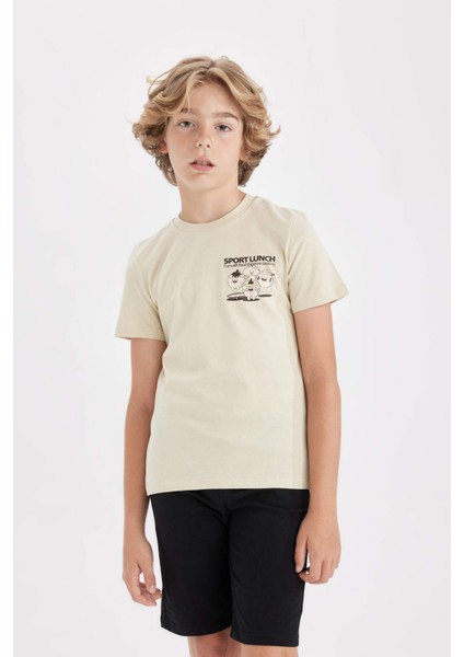 Erkek Çocuk Pijama Takımı Baskılı Kısa Kollu Üst Şort D1209A824SM