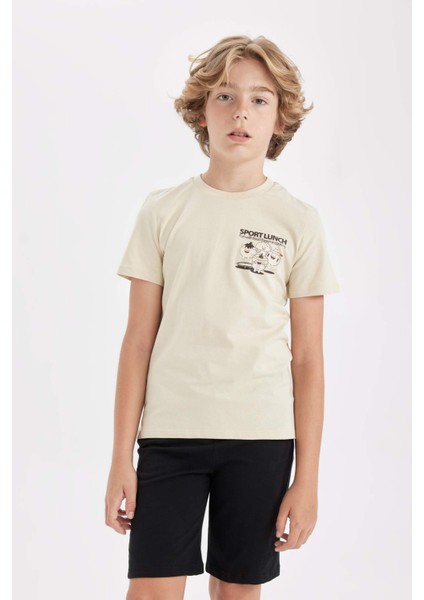 Erkek Çocuk Pijama Takımı Baskılı Kısa Kollu Üst Şort D1209A824SM