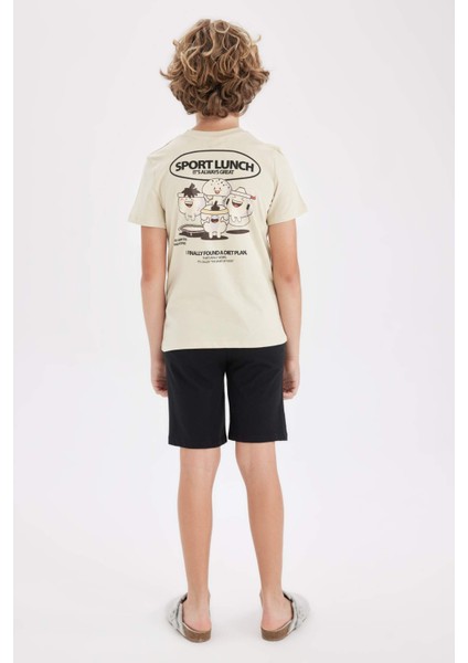 Erkek Çocuk Pijama Takımı Baskılı Kısa Kollu Üst Şort D1209A824SM