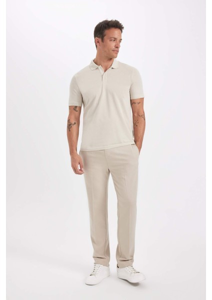 Slim Fit Dar Kesim Polo Yaka Kısa Kollu Pamuklu Tişört