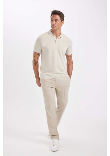 Slim Fit Dar Kesim Polo Yaka Kısa Kollu Pamuklu Tişört