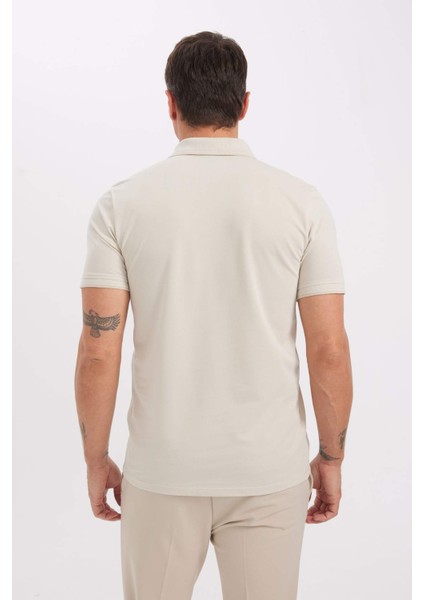 Slim Fit Dar Kesim Polo Yaka Kısa Kollu Pamuklu Tişört