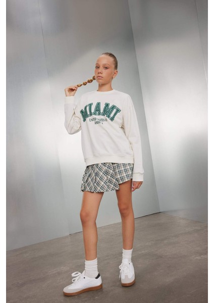 Kız Çocuk Okul Beli Lastikli Pileli Ekose Şort Etek C7296A824AU