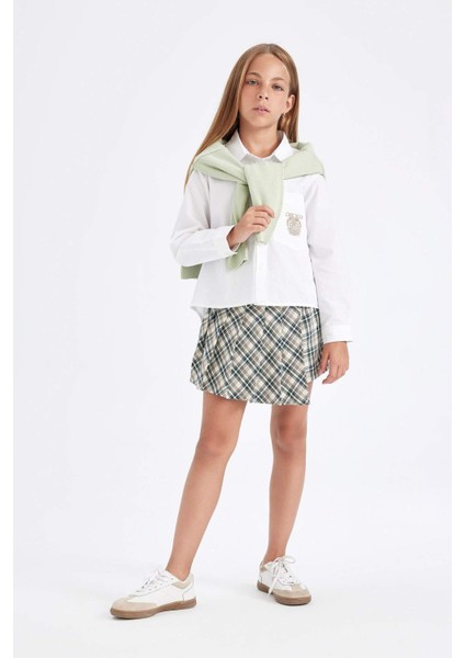 Kız Çocuk Okul Beli Lastikli Pileli Ekose Şort Etek C7296A824AU