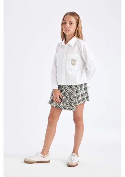 Kız Çocuk Okul Beli Lastikli Pileli Ekose Şort Etek C7296A824AU
