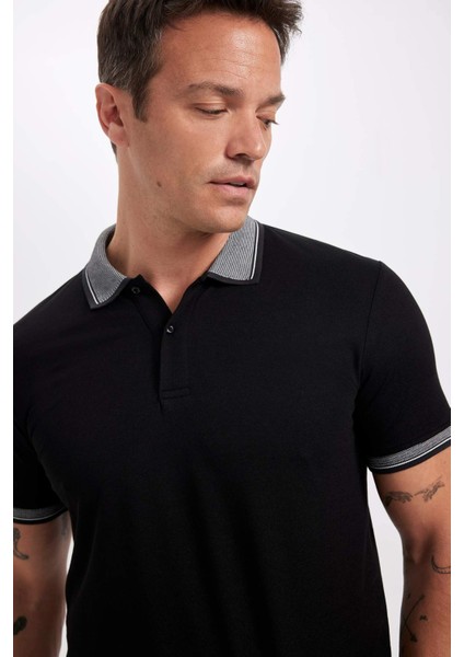 Slim Fit Dar Kesim Polo Yaka Kısa Kollu Pamuklu Tişört D0033AXNS