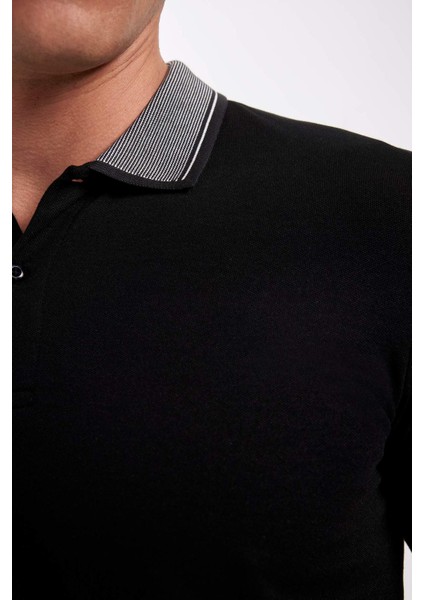 Slim Fit Dar Kesim Polo Yaka Kısa Kollu Pamuklu Tişört D0033AXNS