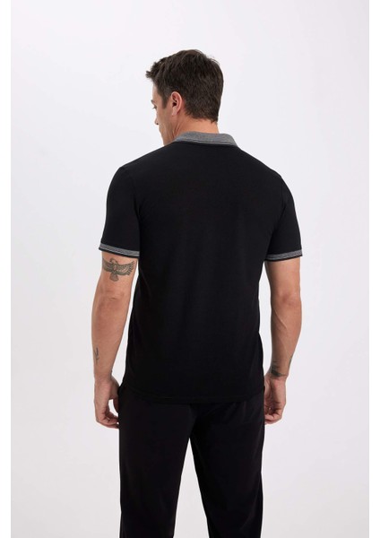 Slim Fit Dar Kesim Polo Yaka Kısa Kollu Pamuklu Tişört D0033AXNS