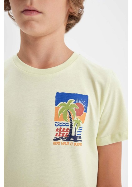 Erkek Çocuk Pijama Takım Baskılı Kısa Kollu Beli Lastikli Şort Alt D1212A824SM