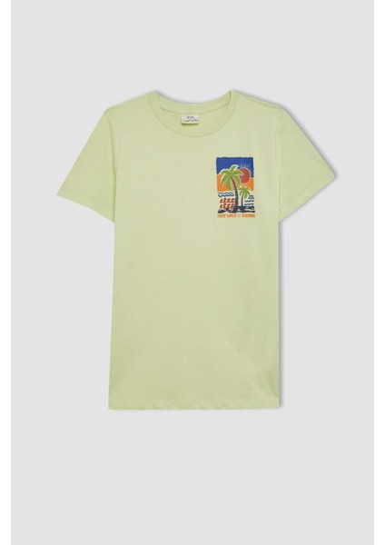 Erkek Çocuk Pijama Takım Baskılı Kısa Kollu Beli Lastikli Şort Alt D1212A824SM