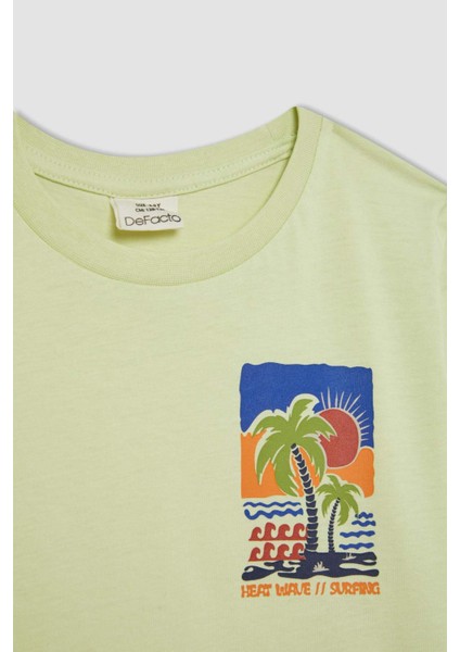 Erkek Çocuk Pijama Takım Baskılı Kısa Kollu Beli Lastikli Şort Alt D1212A824SM