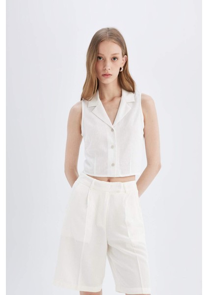 Yüksek Bel Kısa Paça Saten Şort D1326AX24SM