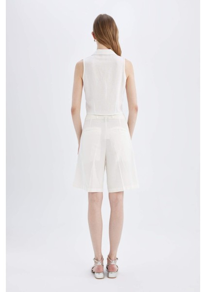 Yüksek Bel Kısa Paça Saten Şort D1326AX24SM