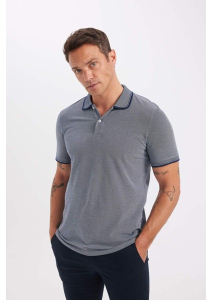Slim Fit Dar Kesim Polo Yaka Kısa Kollu Pamuklu Tişört D0033AXNS