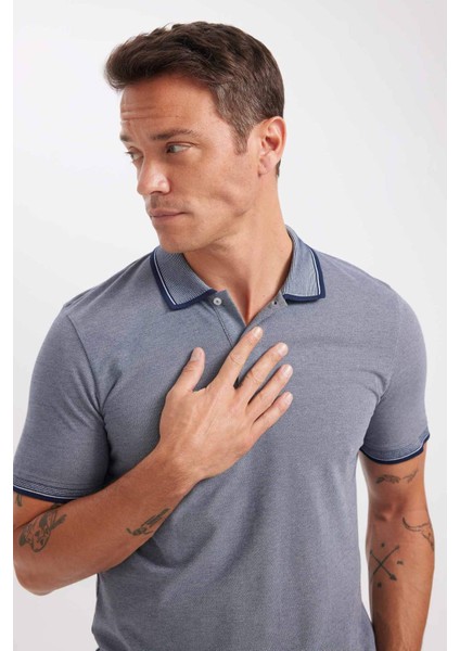 Slim Fit Dar Kesim Polo Yaka Kısa Kollu Pamuklu Tişört D0033AXNS