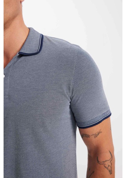 Slim Fit Dar Kesim Polo Yaka Kısa Kollu Pamuklu Tişört D0033AXNS