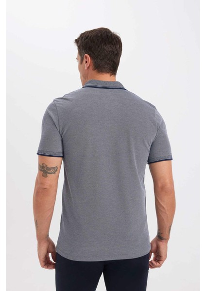 Slim Fit Dar Kesim Polo Yaka Kısa Kollu Pamuklu Tişört D0033AXNS